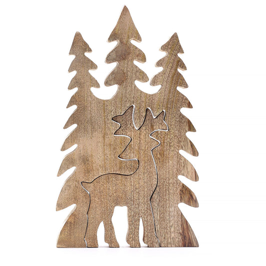 Lost in the Forrest - Stag in the Forrest 3D Wooden Decoration - 25x15cm