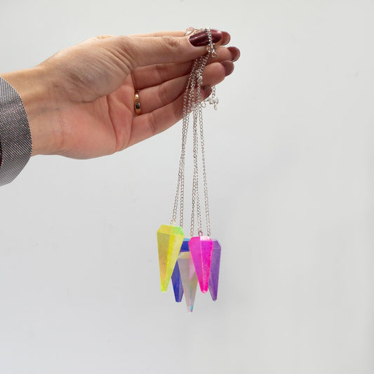 Six Sided Pendulum - Aurora Crystal Purple - 4cm