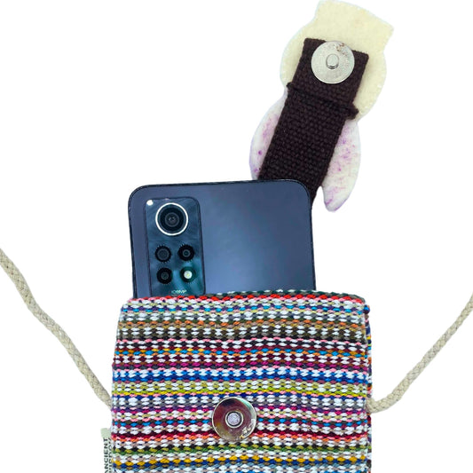 Phone Holder Bag Stripes Pink - bunny decor