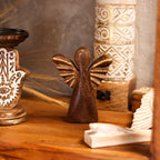 Medium Mango Wood Angel - Gold Decor