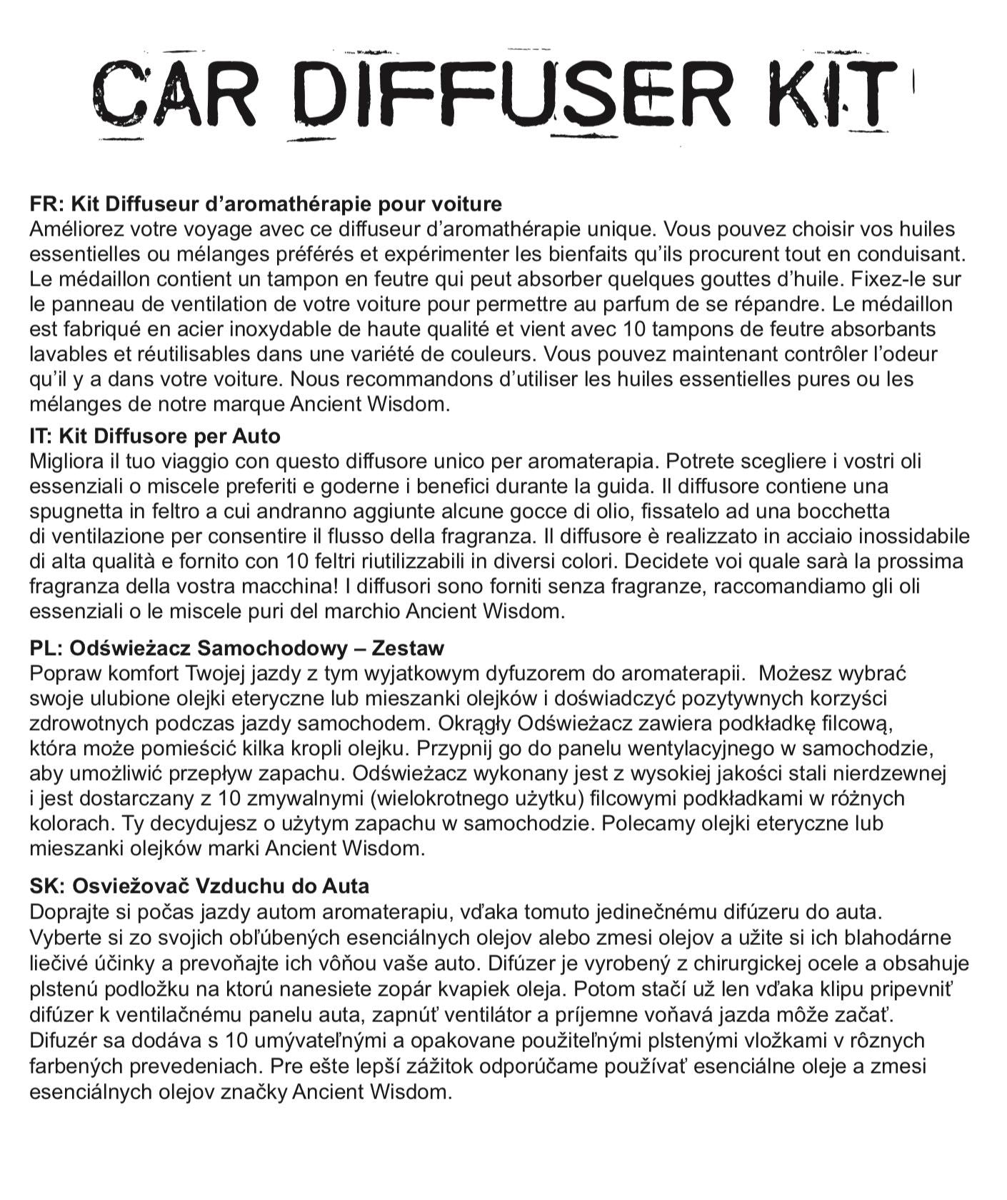 Car Diffuser Kit - Auto Wheel - 30mm