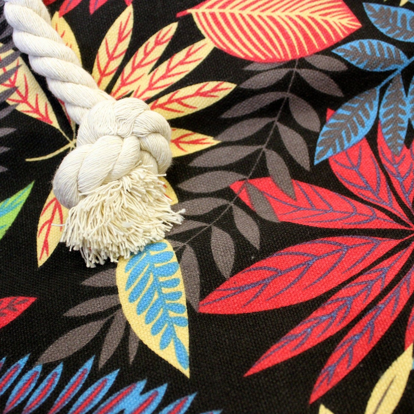 Rope Handle Bag - Red And Blue Flowers