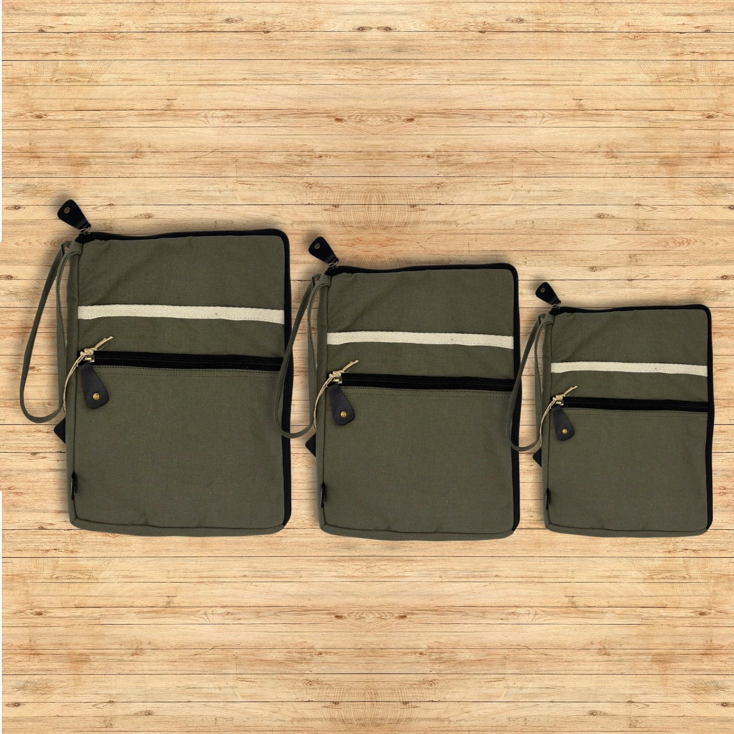 Canvas Travel Laptop Pouch - Olive