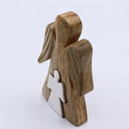 Mango Wood Angel in Angel - White Enamel