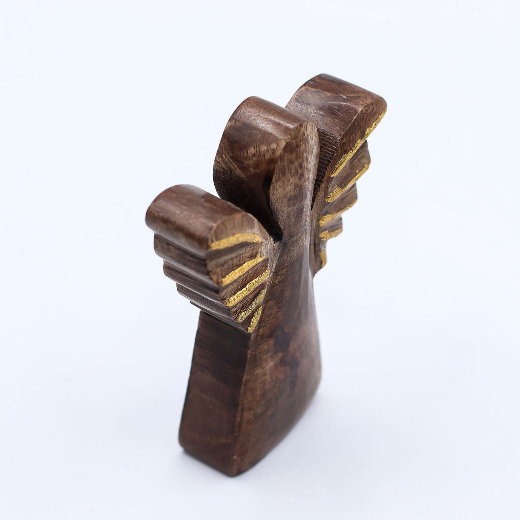 Small Mango Wood Angel - Gold Decor