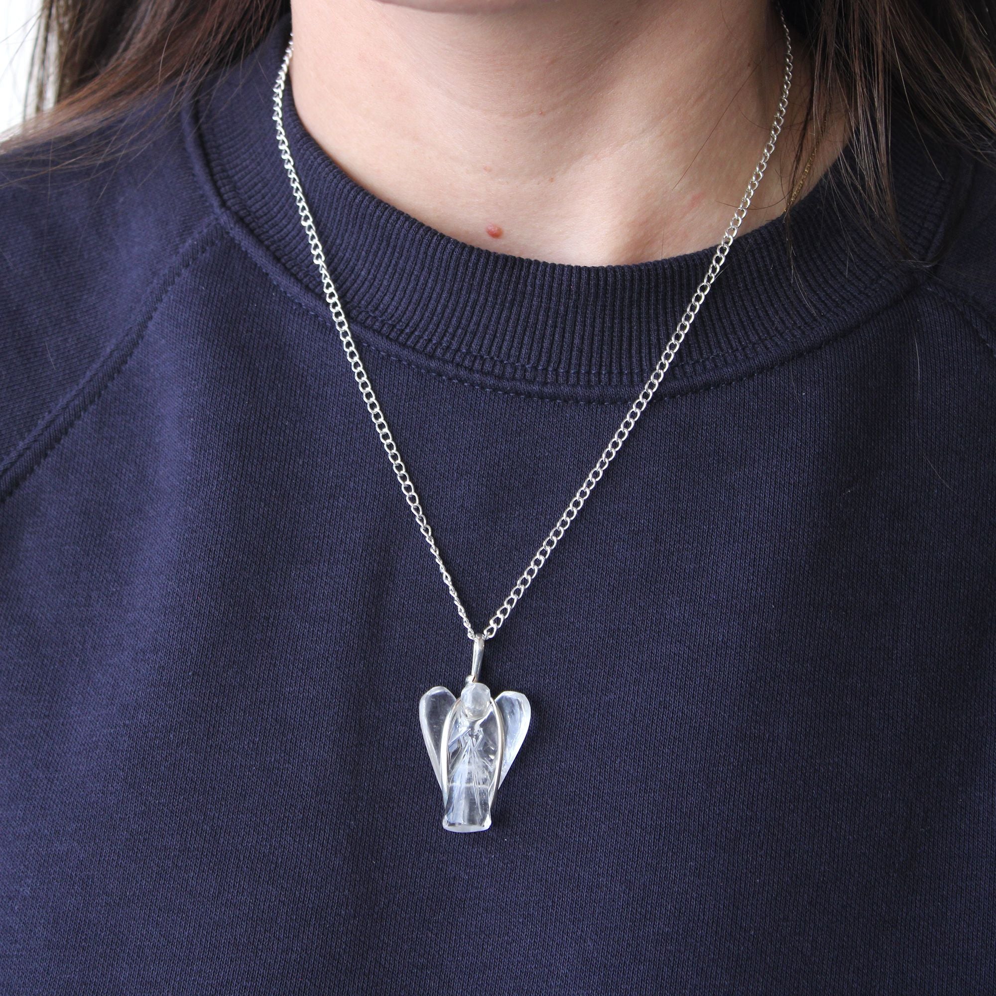 Gemstone Guardian Angel Pendant - Rock Quartz
