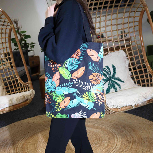 Classic Tote Zipper Bag (Dark Tropical Motiff) 40x34cm