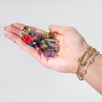 Steel Cased Pendant Ovals - 12 Assorted Gemstone Chips & Shells