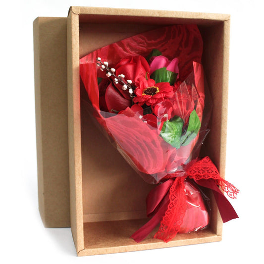 Red Boxed Hand Soap Flower Bouquet - Special