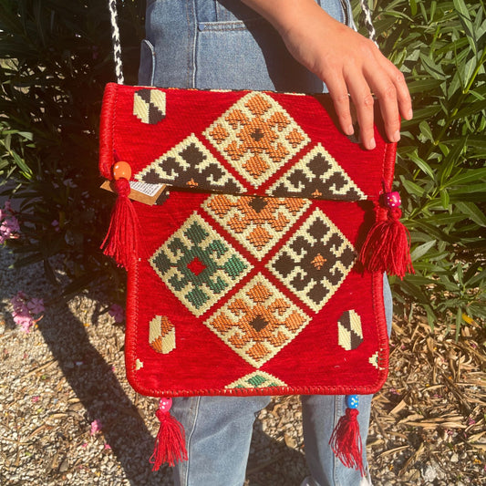 Red Kilim Messenger Festival Bag