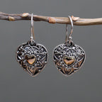 Silver & Gold Earring - Mandala Hearts