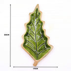 Lost in the Forrest -  Enamel Leaf Wooden Bowl - 33x17cm