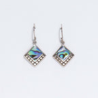 Shell & Silver Earrings - Square Dots- Abalone