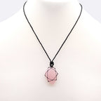 Laced Gemstone Teardrop Pendant - Rose Quartz